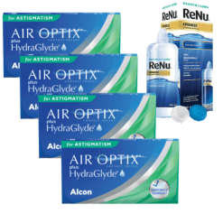 Air Optix Plus Hydraglyde For Astigmatism 4 kutu + 360 ml Renu Advanced