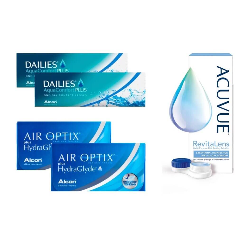 air optix plus hydraglyde + dailies aqua comfort