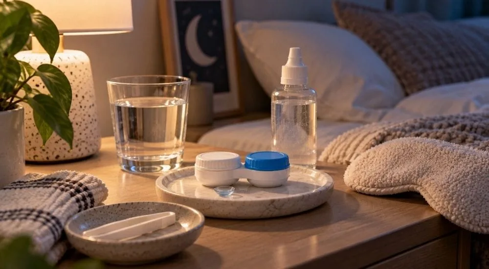Gece uyurken kontakt lens kullanımı hakkında bilgilendirici görsel