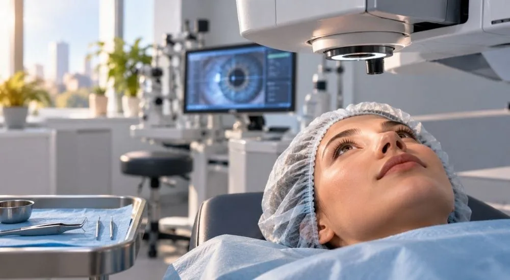 İlasik lazer göz ameliyatı yöntemini gösteren görsel